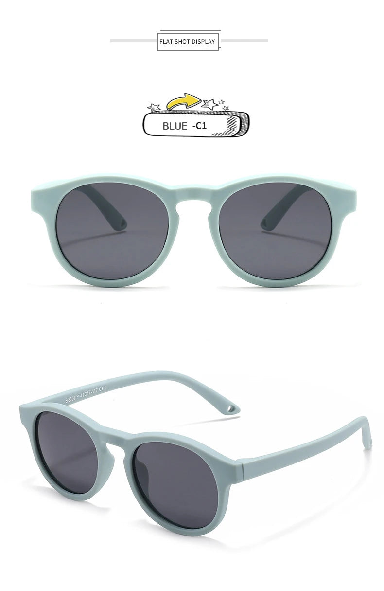 WarBlade Kids Round Polarized Sunglasses | Silicone Flexible Safety UV400 Baby Eyewear 0-3 Years