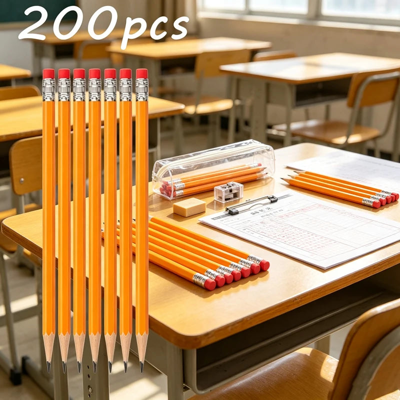 200-Pack Yellow HB Pencils with Erasers