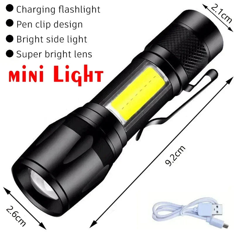 Mini COB LED Keychain Flashlight – USB-C Rechargeable, 5-Mode, IPX6 Waterproof EDC Pocket Light