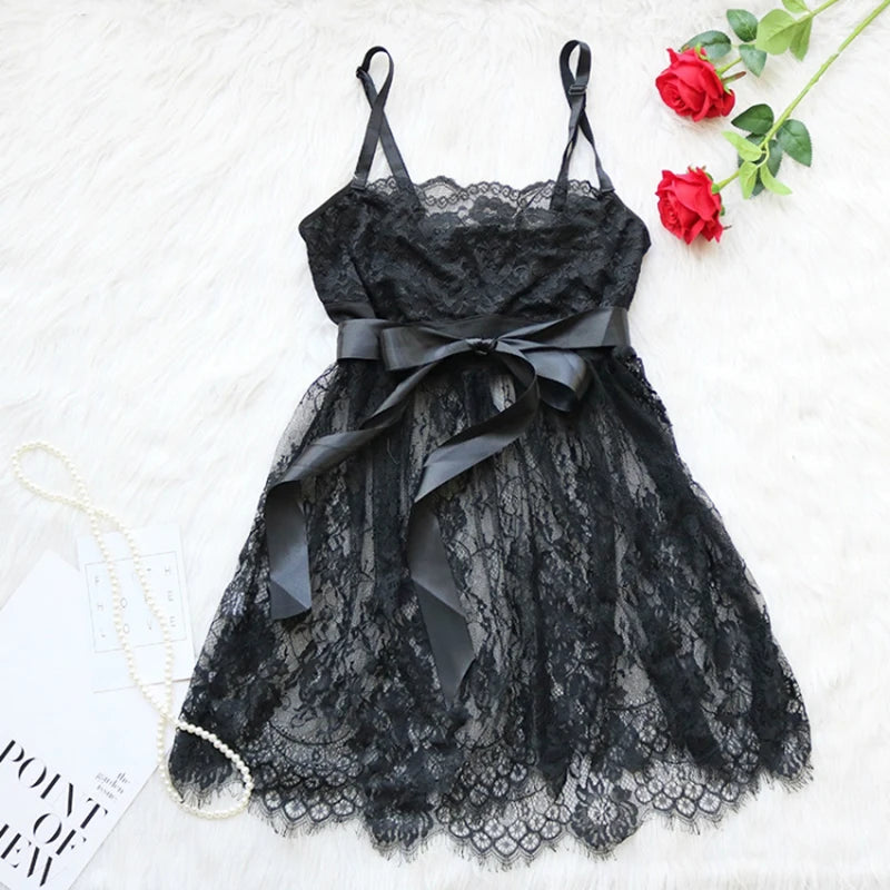 Lace Babydoll Chemise Nightgown with G-String