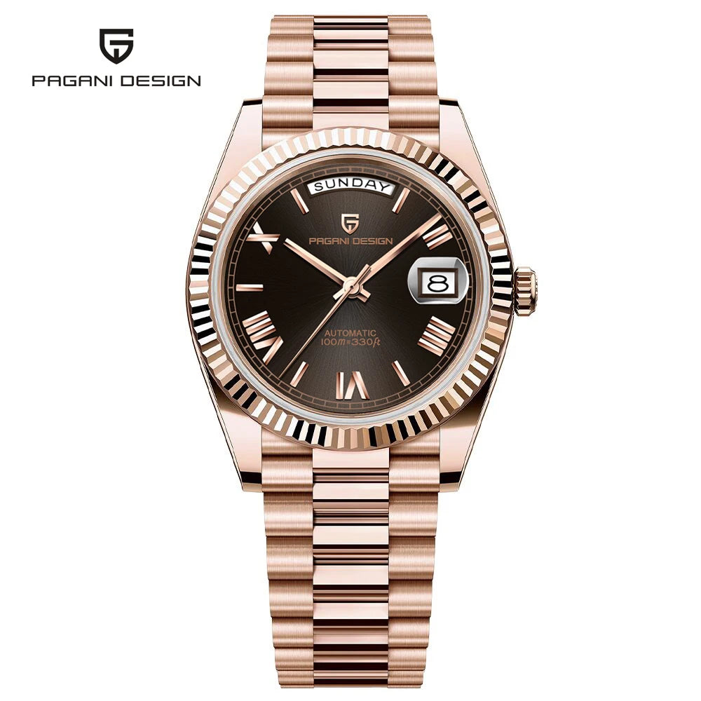 PAGANI DESIGN DD36 Men's Automatic Watch | Rose Gold Luxury Mechanical Sapphire Mirror Wristwatch