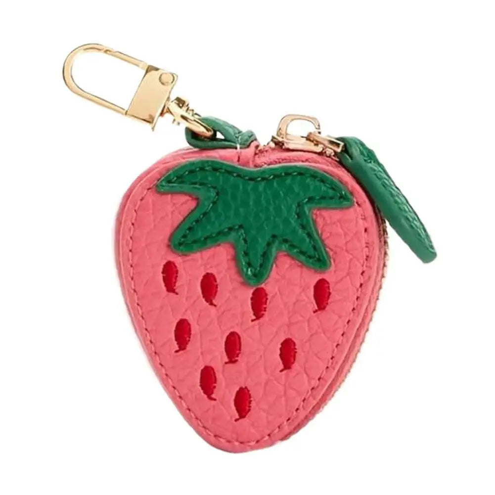 Cute Fruit Shape Leather Coin Purse – Mini Zipper Earphone Bag, Keychain Pendant Wallet for Women & Girls