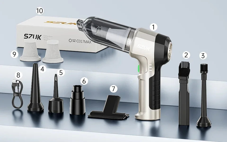 SZUK Cordless Car Vacuum Cleaner – Strong Suction Wireless Handheld Cleaning Machine