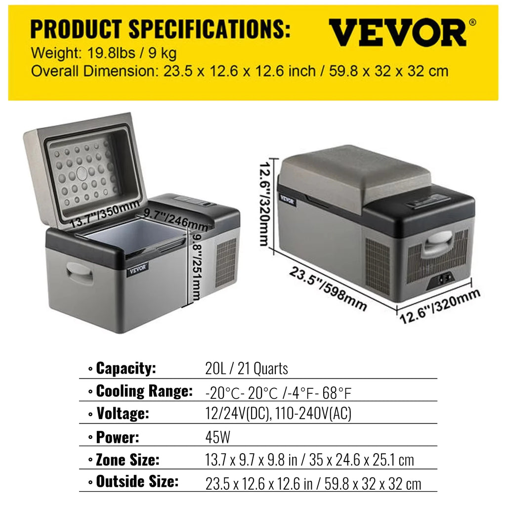 SIHAO Car Refrigerator — 20L 22L 35L 45L 55L Portable Compressor Mini Fridge Freezer DC 110-240V for Camping & Ice Box