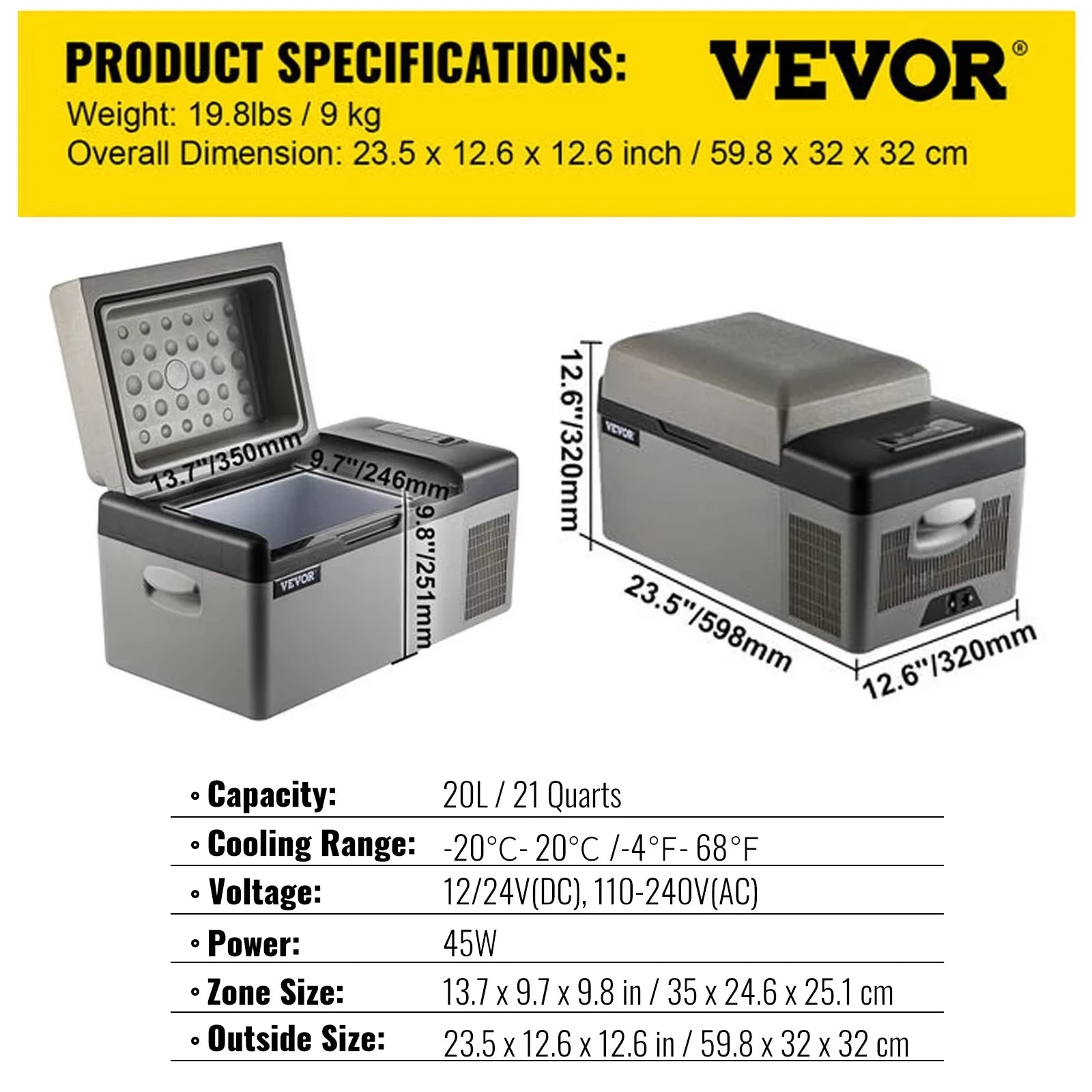 SIHAO Car Refrigerator — 20L 22L 35L 45L 55L Portable Compressor Mini Fridge Freezer DC 110-240V for Camping & Ice Box