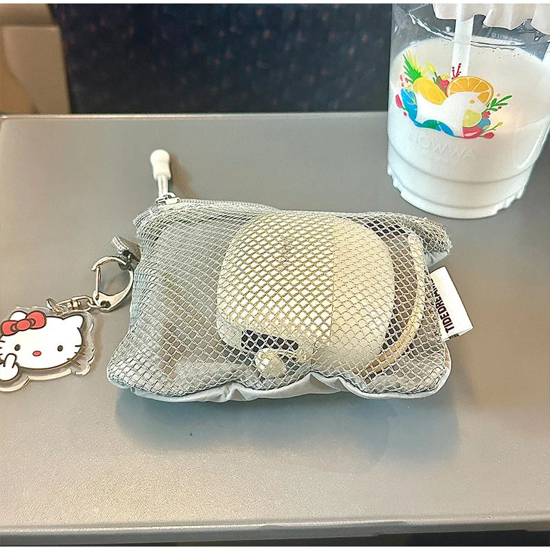 Travel Makeup Storage Bags New Mesh Coin Purse Simple Portable Mini Bag Multi-purpose Square Bag Double-layer Zipper Card Holder