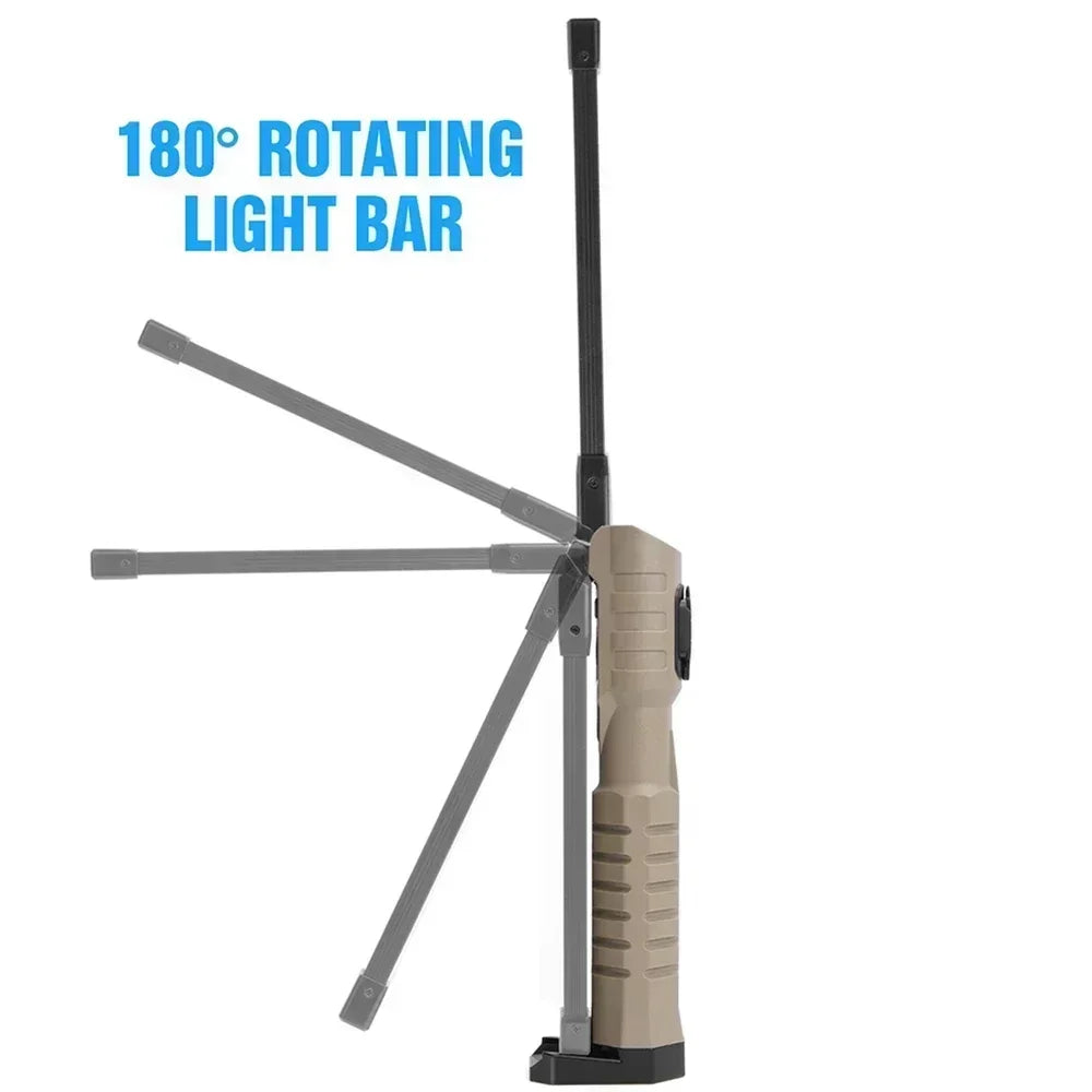 Folding COB+XPE LED Work Light – USB Rechargeable, 180° Foldable, Magnetic Base, Hook, Red SOS, Car Repair