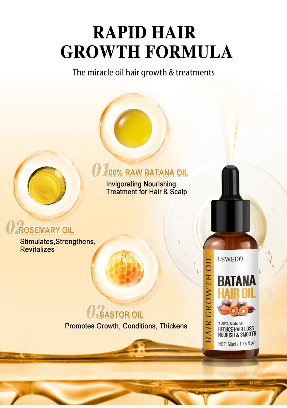 Batana Oil Hair Growth Serum — Anti-Hair Loss Essence for Thicker, Stronger Hair