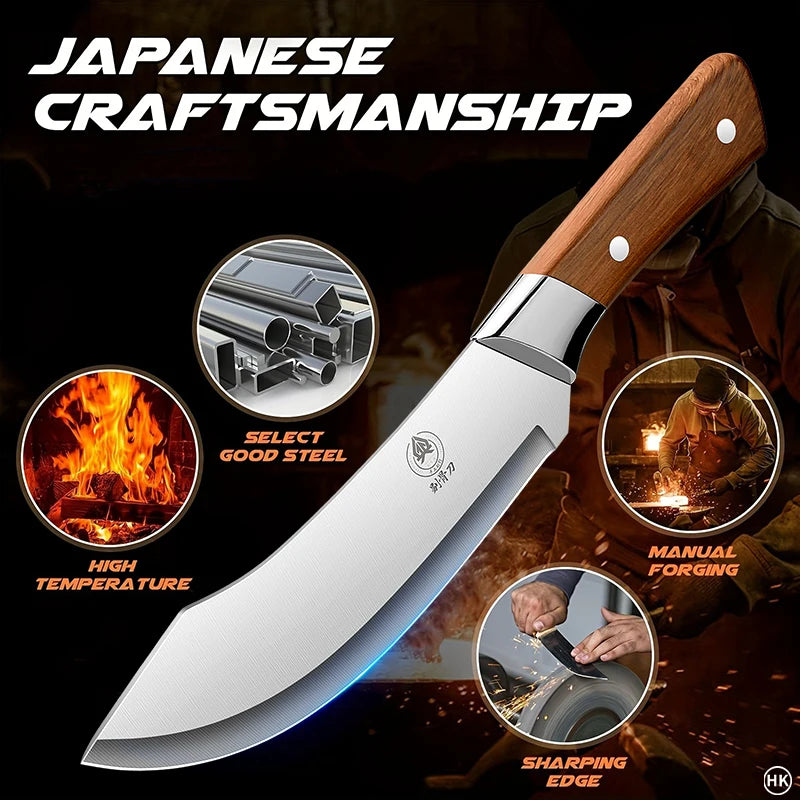 Stainless Steel Boning & Butcher Knife — Ultra-Sharp Curved Blade for Professional Cutting