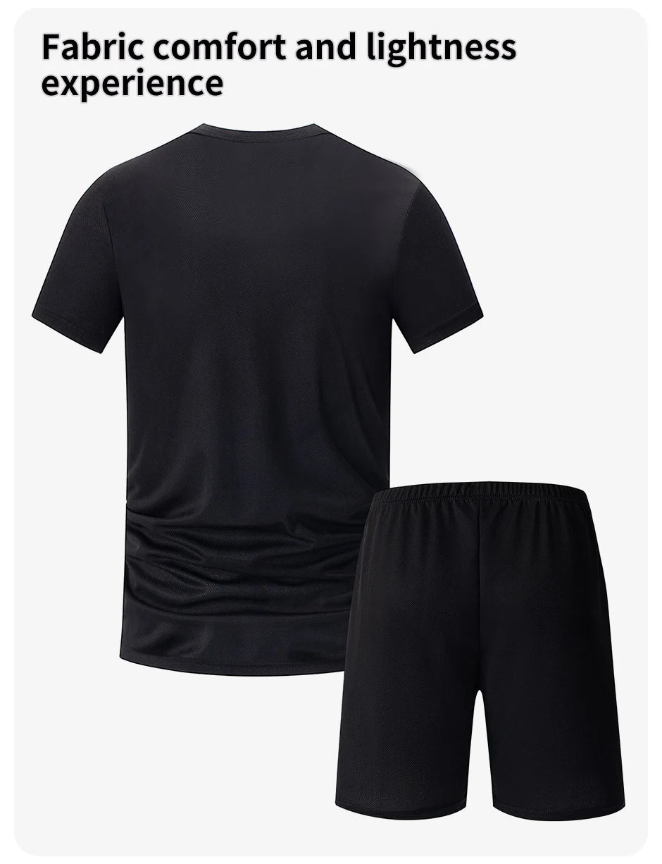 Men's Gradient Multi-Color Short Sleeve & Shorts Sport Set – Breathable Casual 2–4 Piece