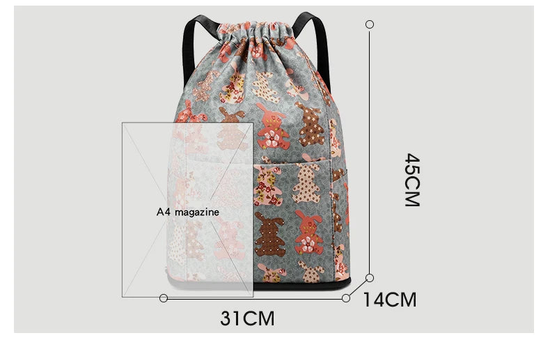 Women's Drawstring Backpack – Foldable Nylon Daypack