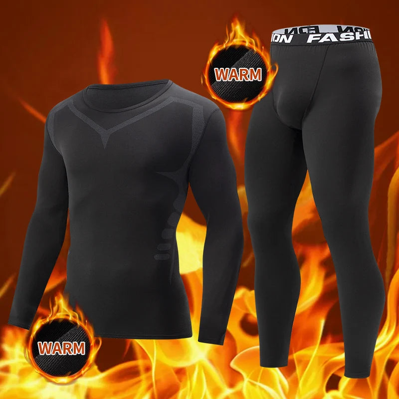 Men's Warm Long Sleeve Top & Pants Set – Tight Fitness Running Yoga Athlete Sport Suit