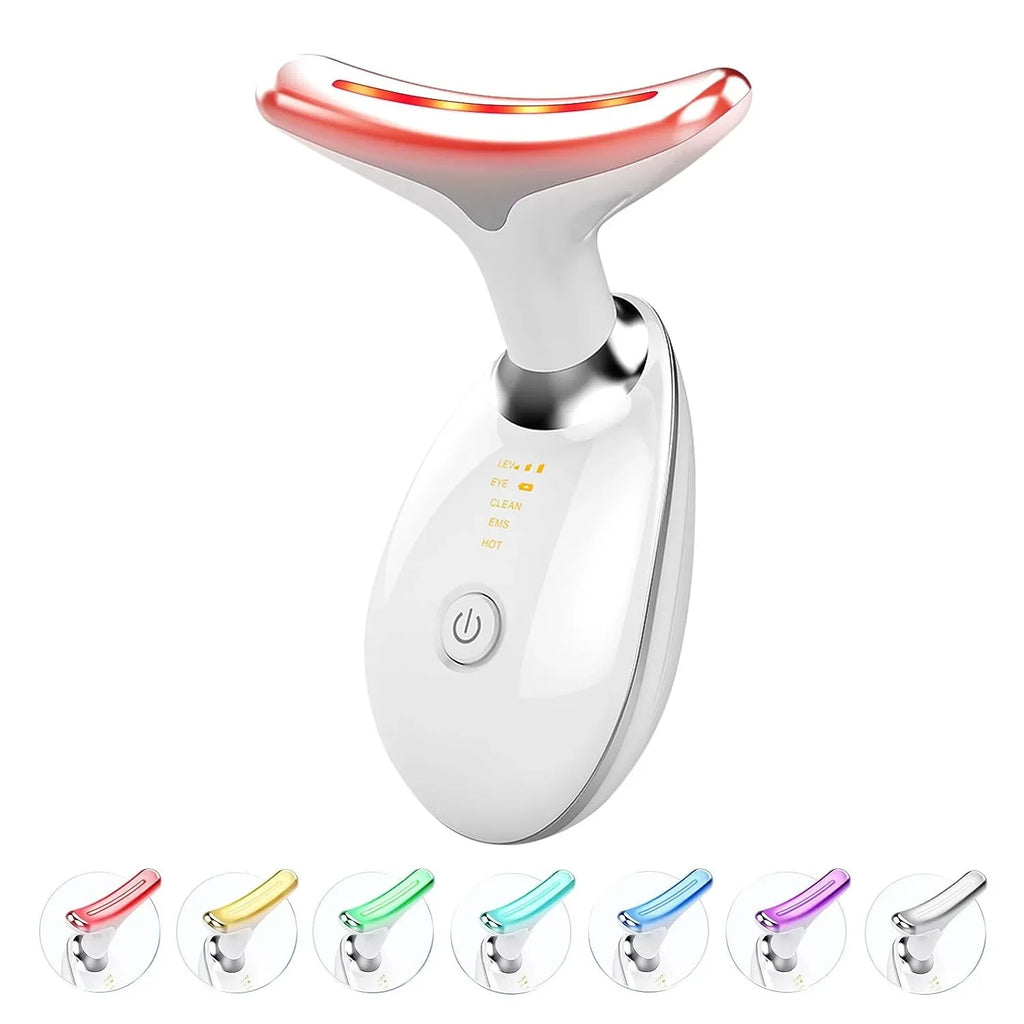 7-Color EMS Neck & Face Lifting Massager – LED Photon Therapy, Skin Tightening & Double Chin Remover