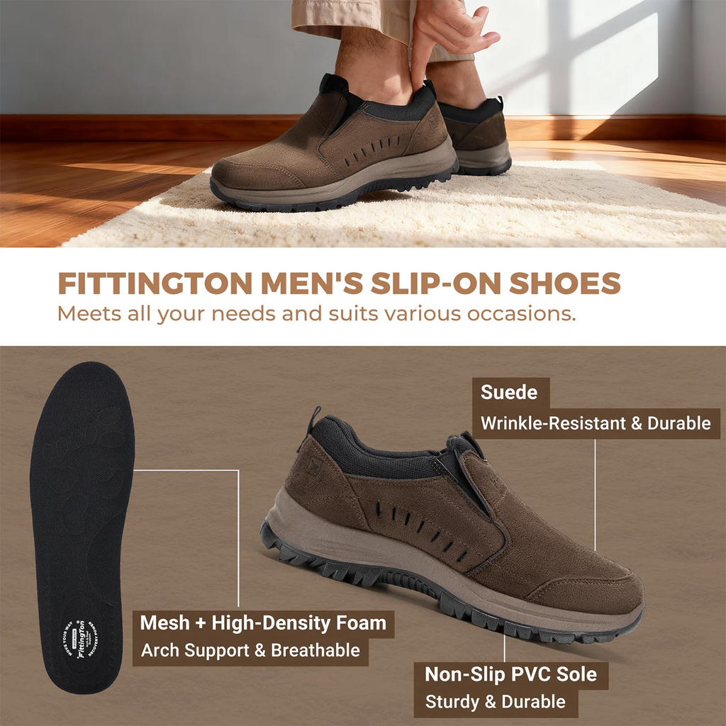 Men's Slip-On Loafers – Lightweight Business Casual Shoes with Arch Support