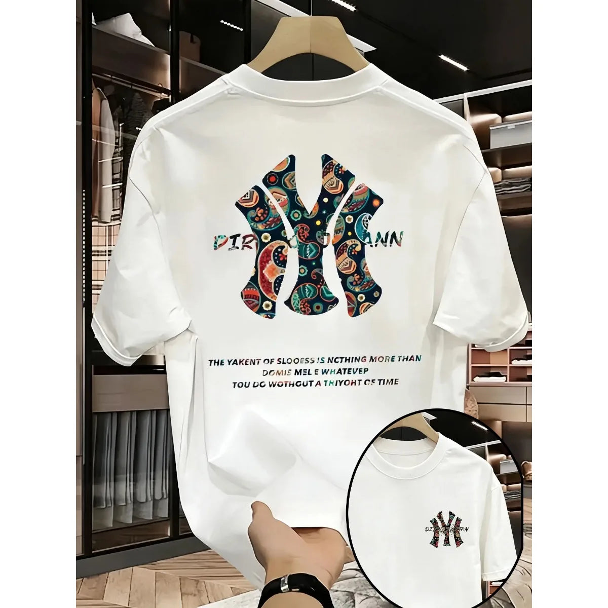 Men's Trendy Street Print T-Shirt — Loose Fit Cotton Short Sleeve Streetwear Tee