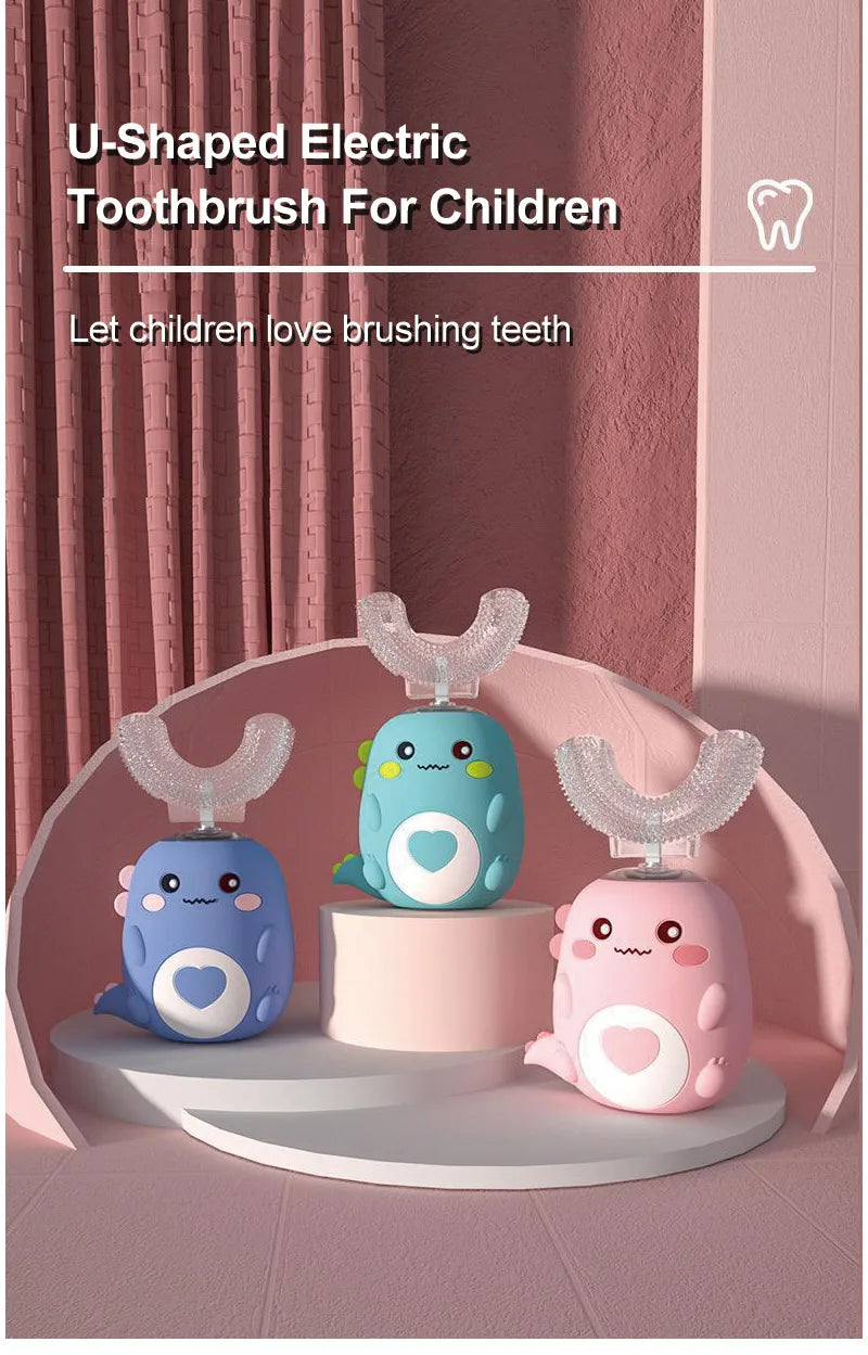 BALASHOV Kids U-Shaped Electric Toothbrush – 360 Sonic, IPX7, Food-Grade Silicone, 15-Day Battery