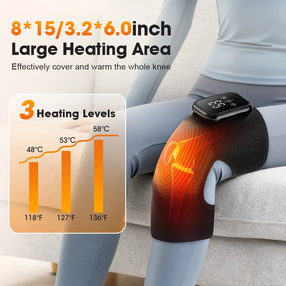 Electric Heated Knee Massage Pad – 3-Level Vibration Hot Compress for Joint & Muscle Relief