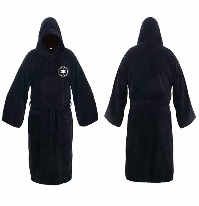 Men's Hooded Thick Flannel Robe | Star Print Winter Bathrobe Homewear