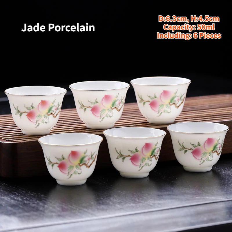 Porcelain Teacup Set – Six 60ml Tea Tasting Cups