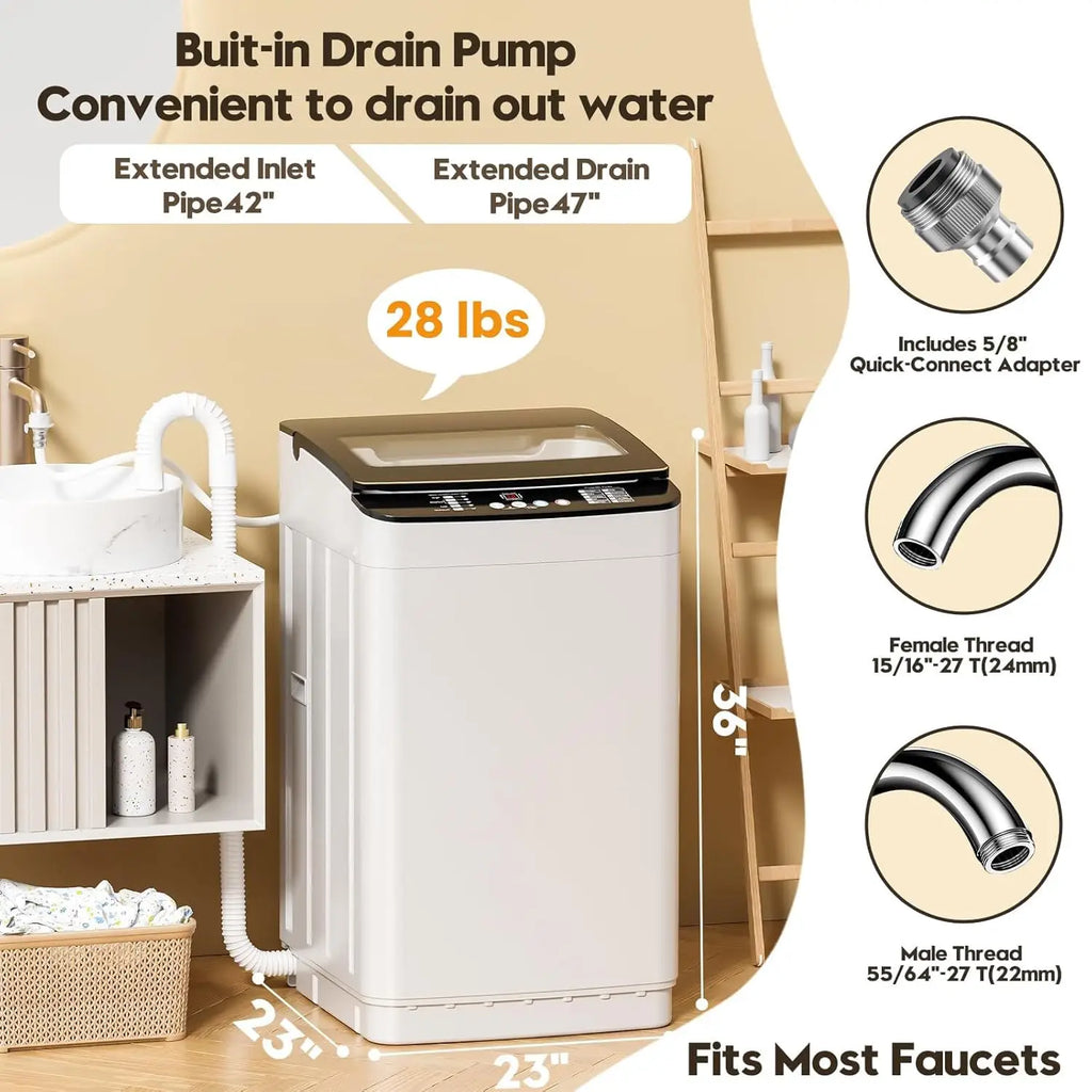 Portable Washer and Dryer Combo Set, 2.8 CU. FT. Portable Clothes Dryers with Boot Dryer, 28 lbs Fully Automatic, Customized
