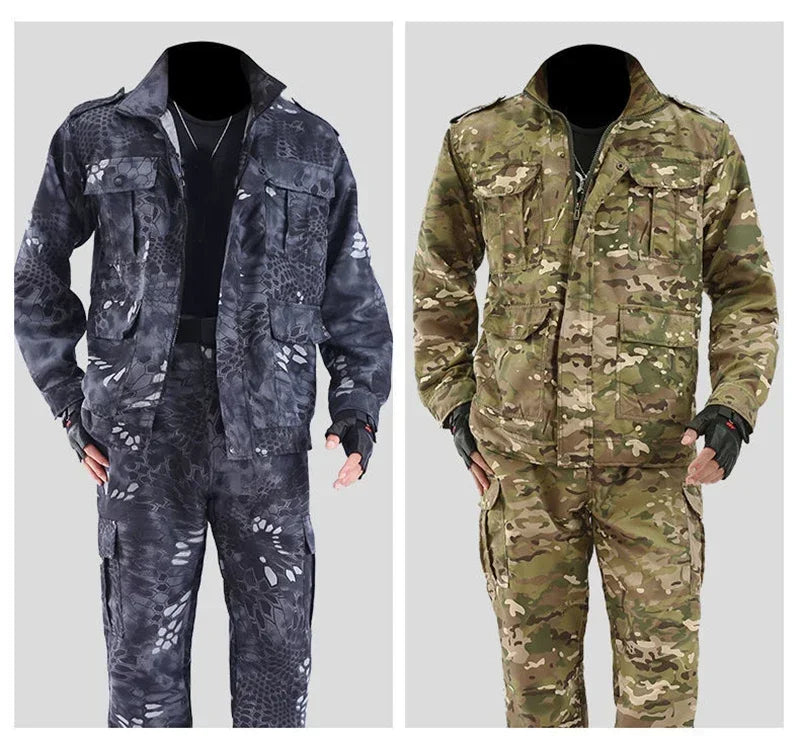 Men's Python Pattern Tactical Tracksuit – Wear-Resistant Designer Outdoor Suit (M–4XL)