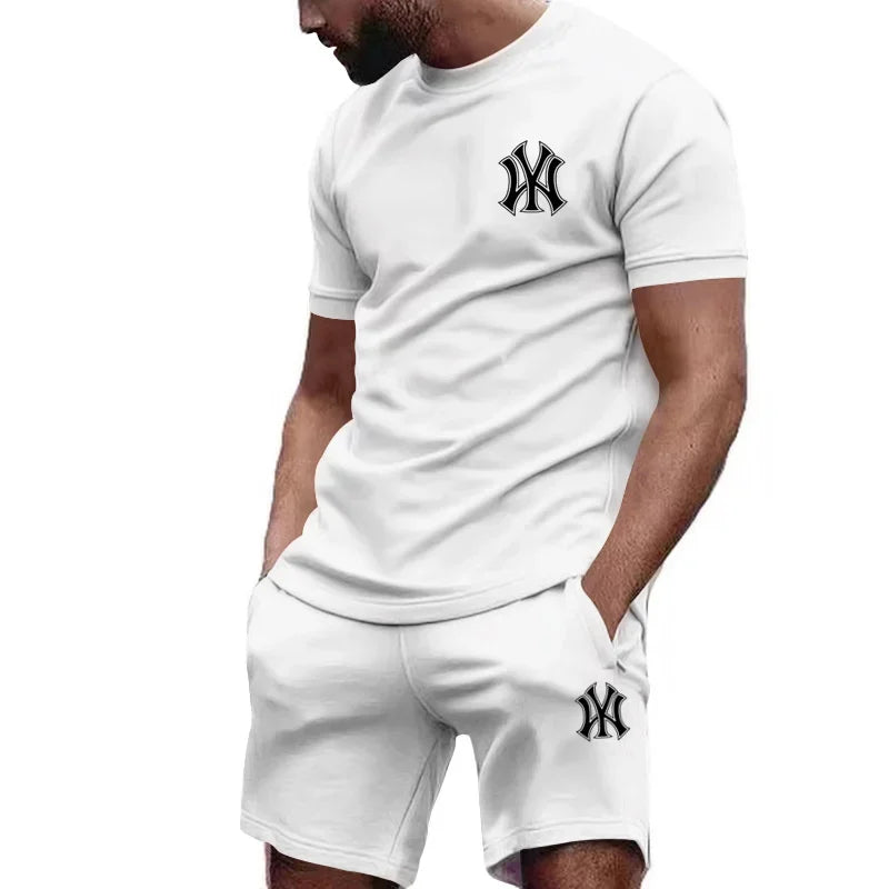 Men's Short Sleeve T-Shirt & Pants Running Fitness Sportswear Set – Summer 2-Piece