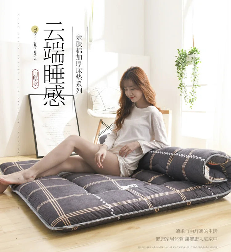 Japanese Style Thick Mattress – Student Dormitory Tatami, Single & Double, Foldable Floor Mattress