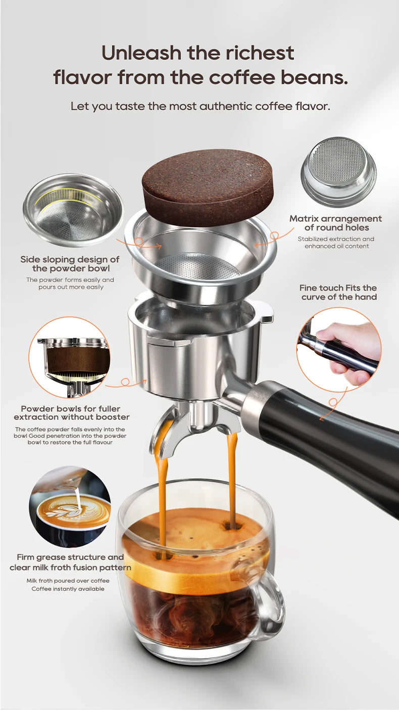 HiBREW H10A 20-Bar Semi-Automatic Espresso Machine | 58mm Portafilter, Temperature Control, Stainless Steel