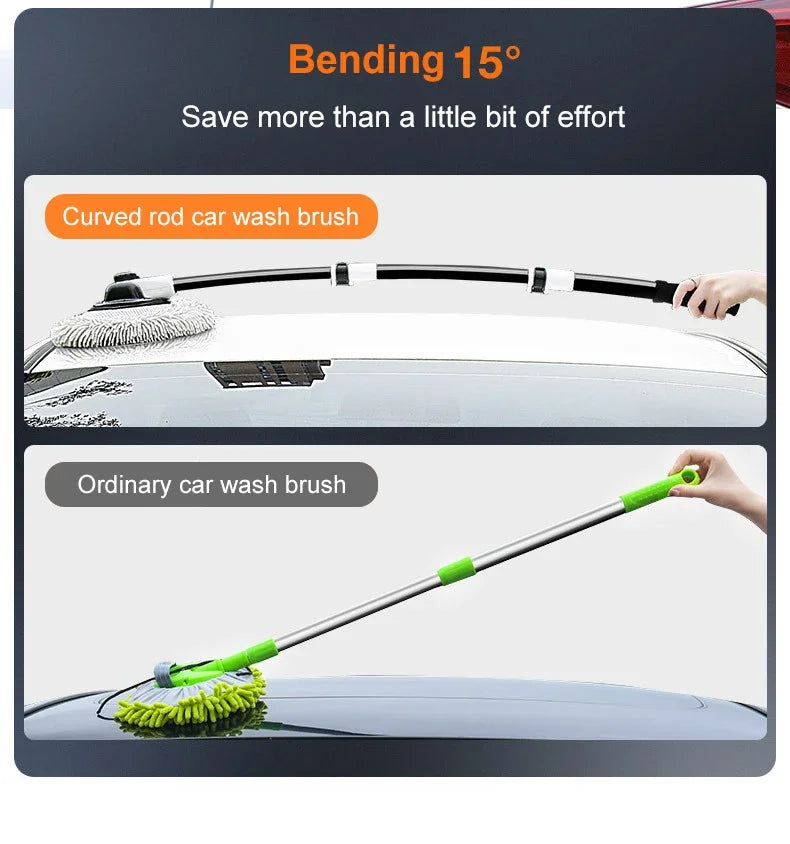 Telescoping Car Wash Brush – Long Handle Chenille Mop with Soft Hair for Window & Auto Cleaning
