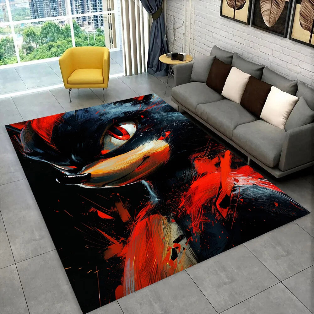 3D Retro Sonic Area Rug – Non-Slip Kids Carpet for Bedroom, Living Room & Playroom
