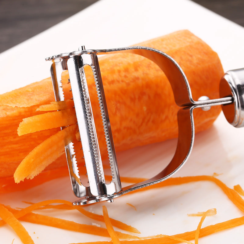 Peel & Grate in One Tool — Stainless Steel 2-in-1 Julienne Peeler & Grater | Potato, Cucumber, Carrot, Dishwasher Safe, 18cm