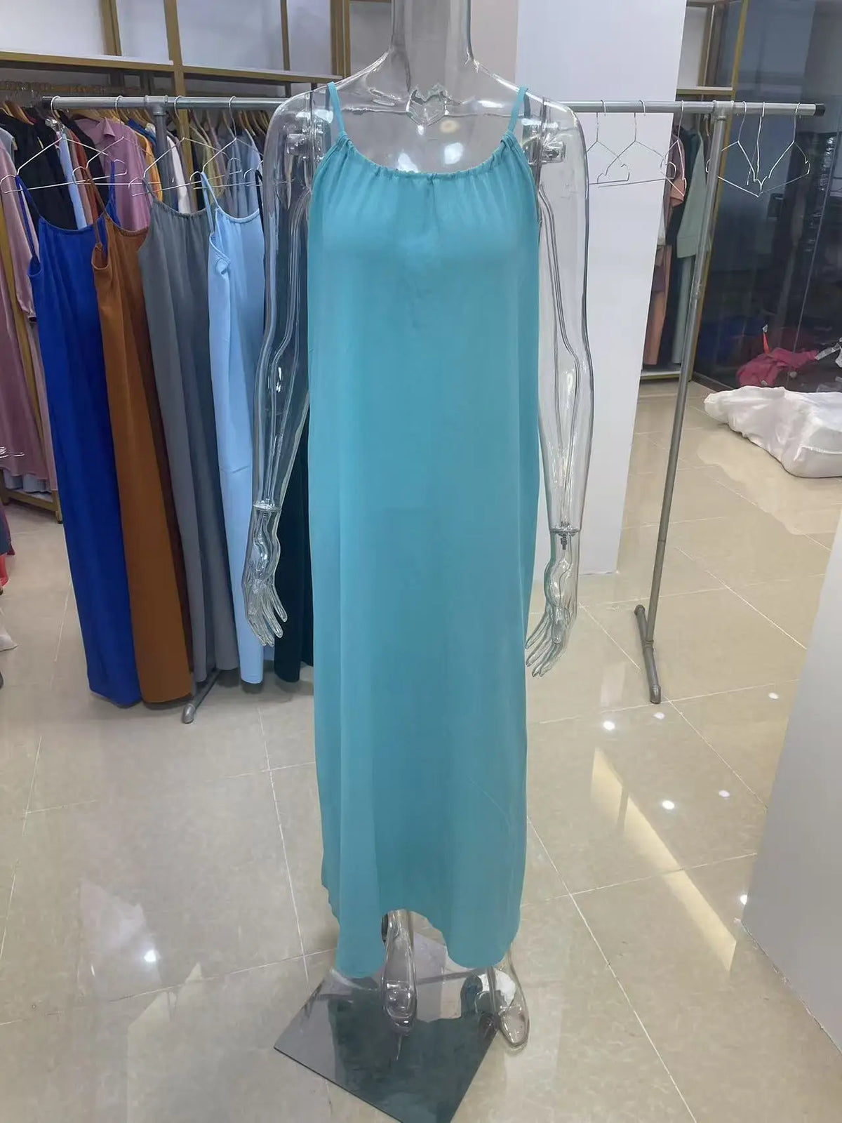 Women's Strapless Backless Loose Maxi Dress – Comfortable Sleepwear & Casual Home Dress