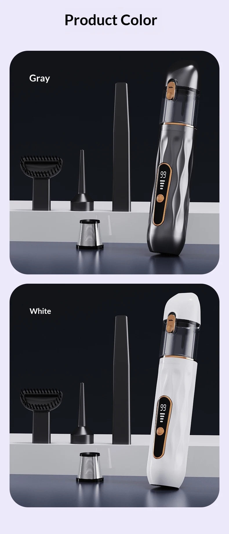 Cordless Mini Car Vacuum Cleaner – Gray Handheld