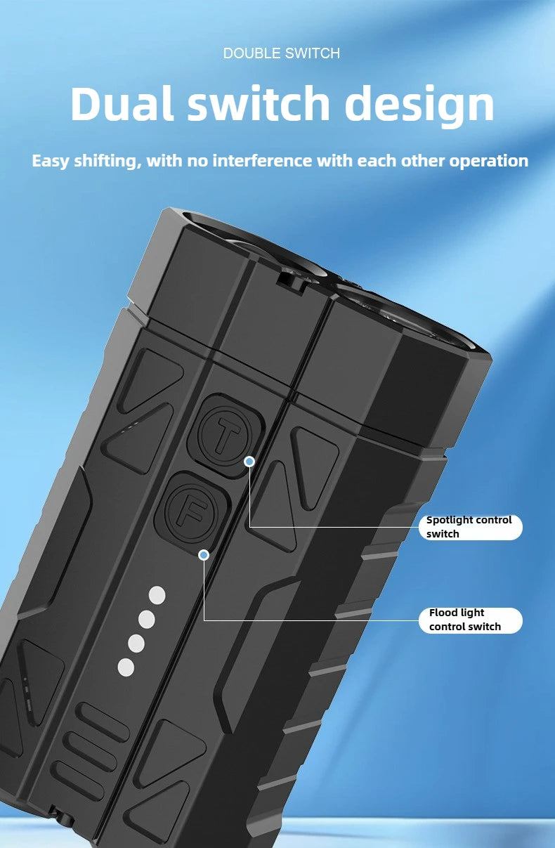 EDC Aluminum Alloy Multi-Function Flashlight – Dual Switch & Power Display