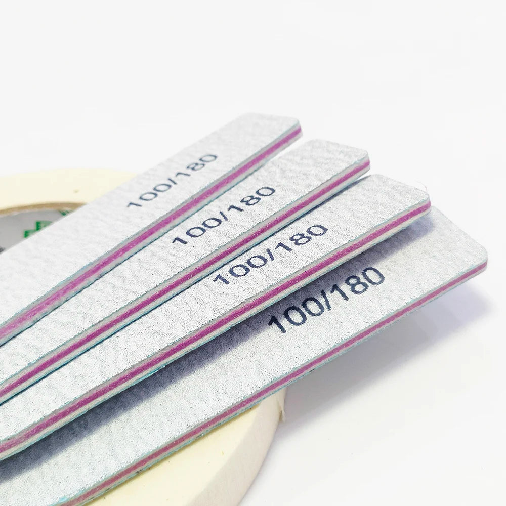 Nail File Buffer 100/180 Grit – Double-Sided Half Moon Sandpaper Nail Sanding & Manicure Tool