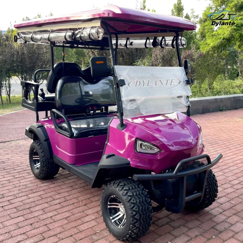 2026 Hot Sale Electric Model 48V AC Motor Golf Cart Custom Gas Driven 2+2 Seat With Folding Back Seat Off-road Hunting Car