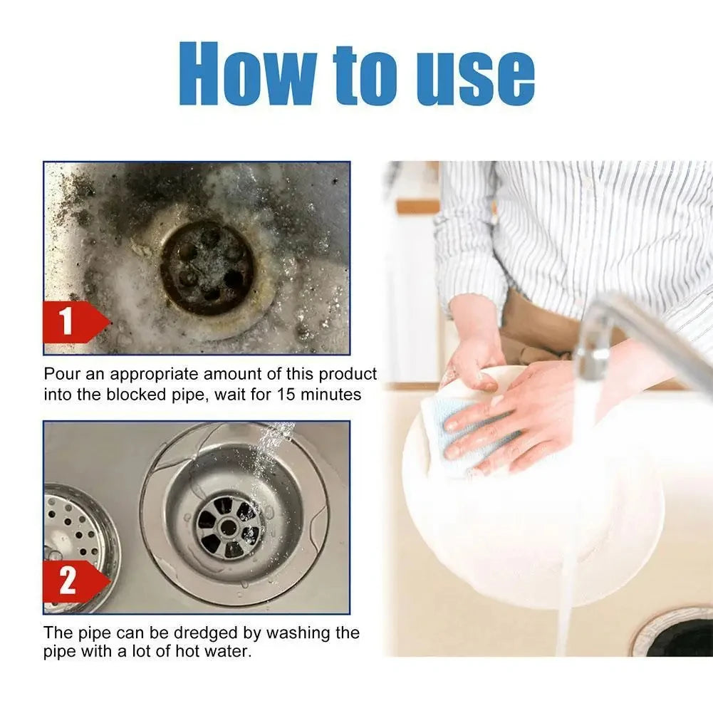 No More Blocked Drains — Powerful Pipe Unclogging Agent & Sewer Powder | Removes Odors & Blockages, 1/2/3/6 Pack Options