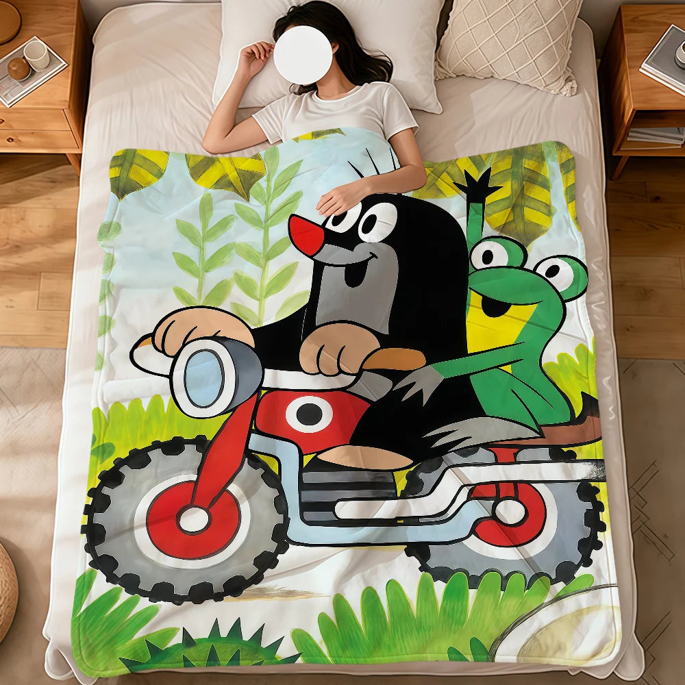 Cartoon Mole Soft Warm Plush Flannel Blanket – Cozy Sofa & Bed Throw, Nap Blanket