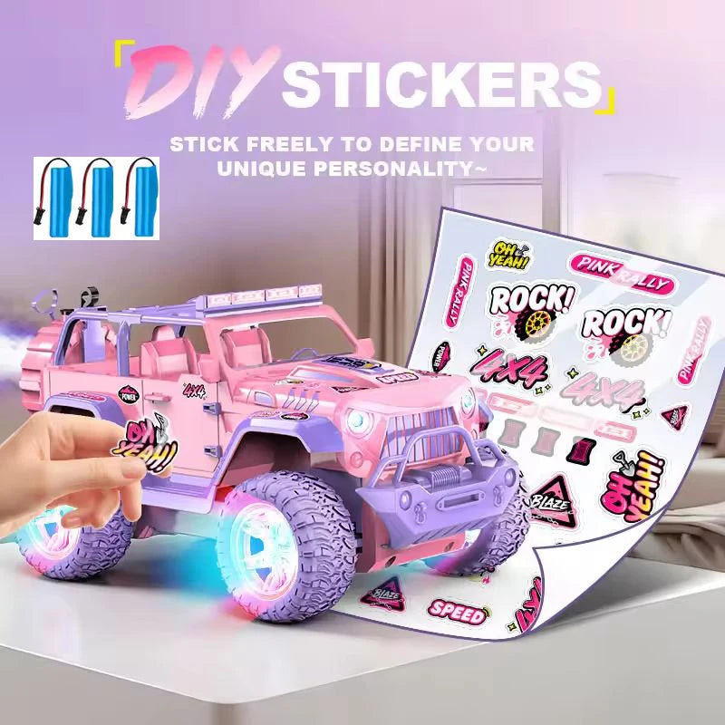 1:16 New Spray Remote Control Car  2.4G DIY stickers music light spray off-road toy car for Girls Toy Car