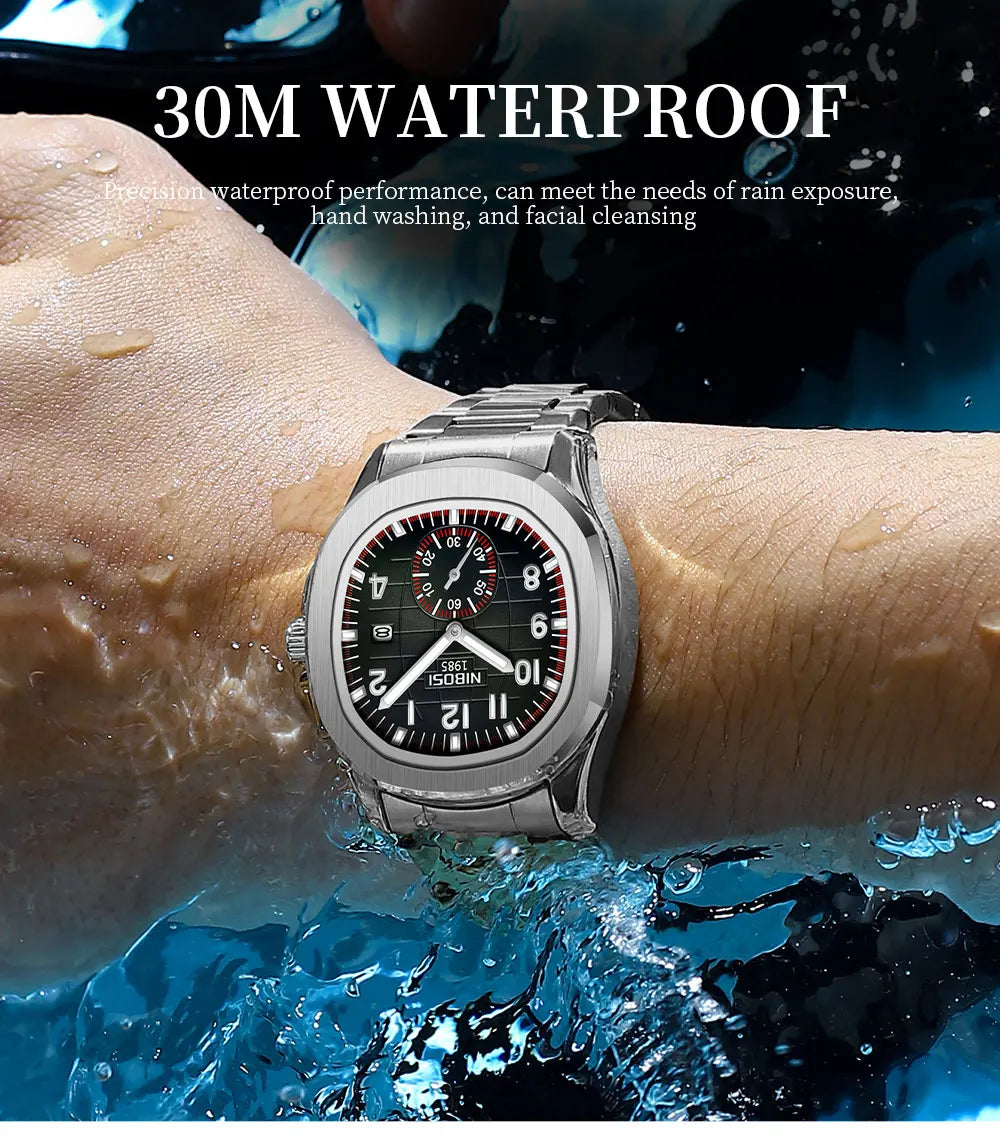 NIBOSI Men's AQUANAUT Sport Quartz Watch | Luxury Auto Date Luminous Waterproof Wristwatch