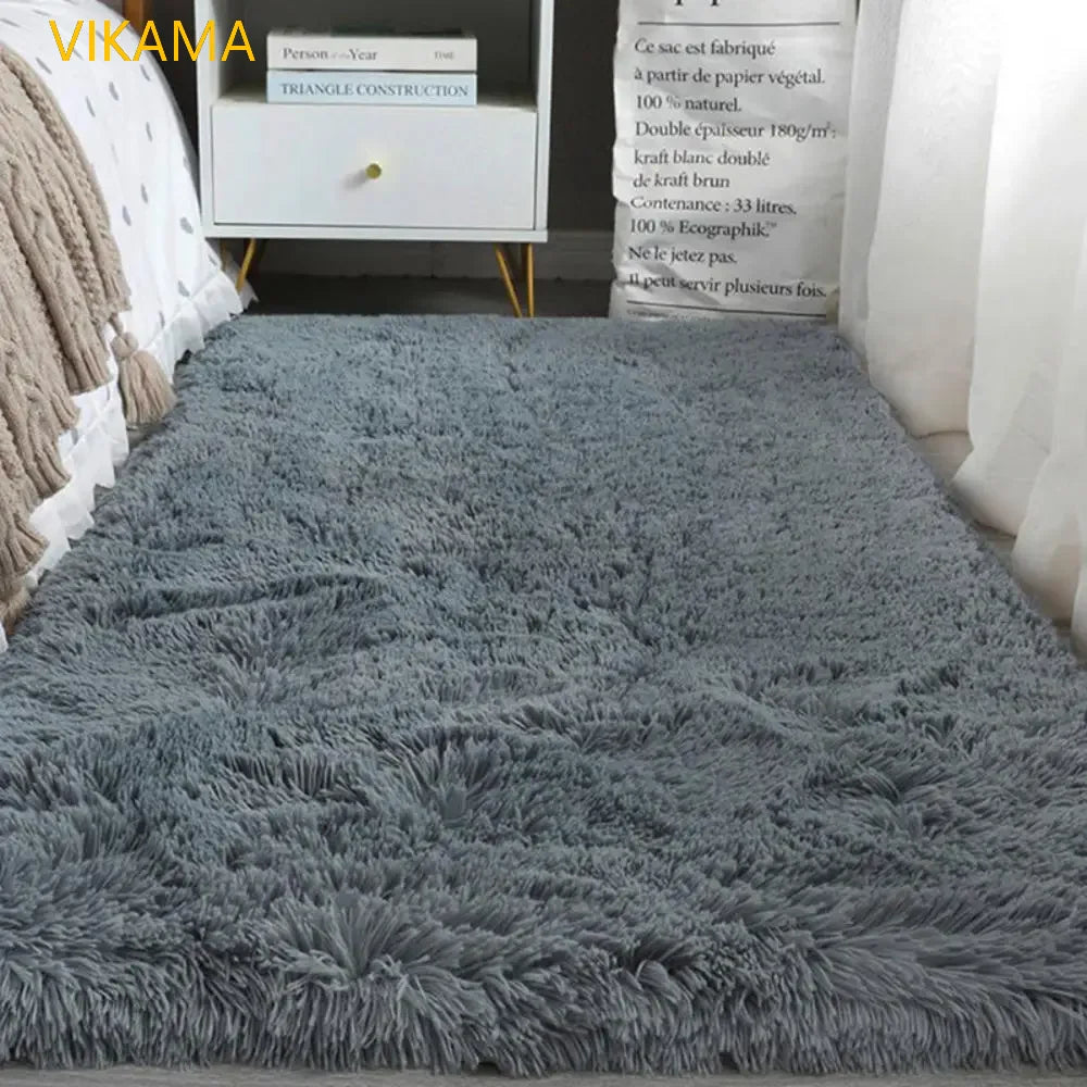 Solid Color Plush Area Rug & Bed Blanket – Soft Silk Wool Carpet for Bedroom & Living Room, 7 Colors & 7 Sizes