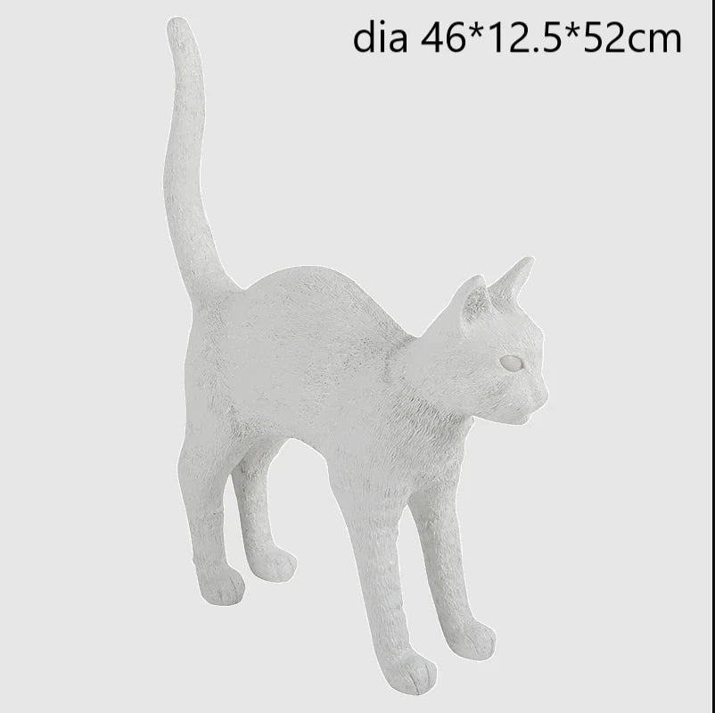 Cat Table Lamp – Resin Sculpture with Light-Up Eyes