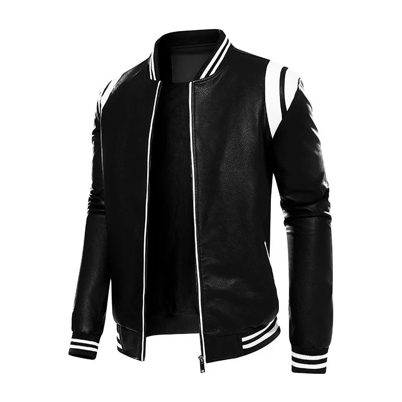 Men's Patchwork Faux Leather Jacket – Cotton Lined