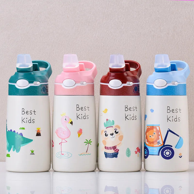 400ml Kids 316 Stainless Steel Vacuum Thermos Bottle – Duck-Billed Straw Tumbler, 6–12Hr Insulation