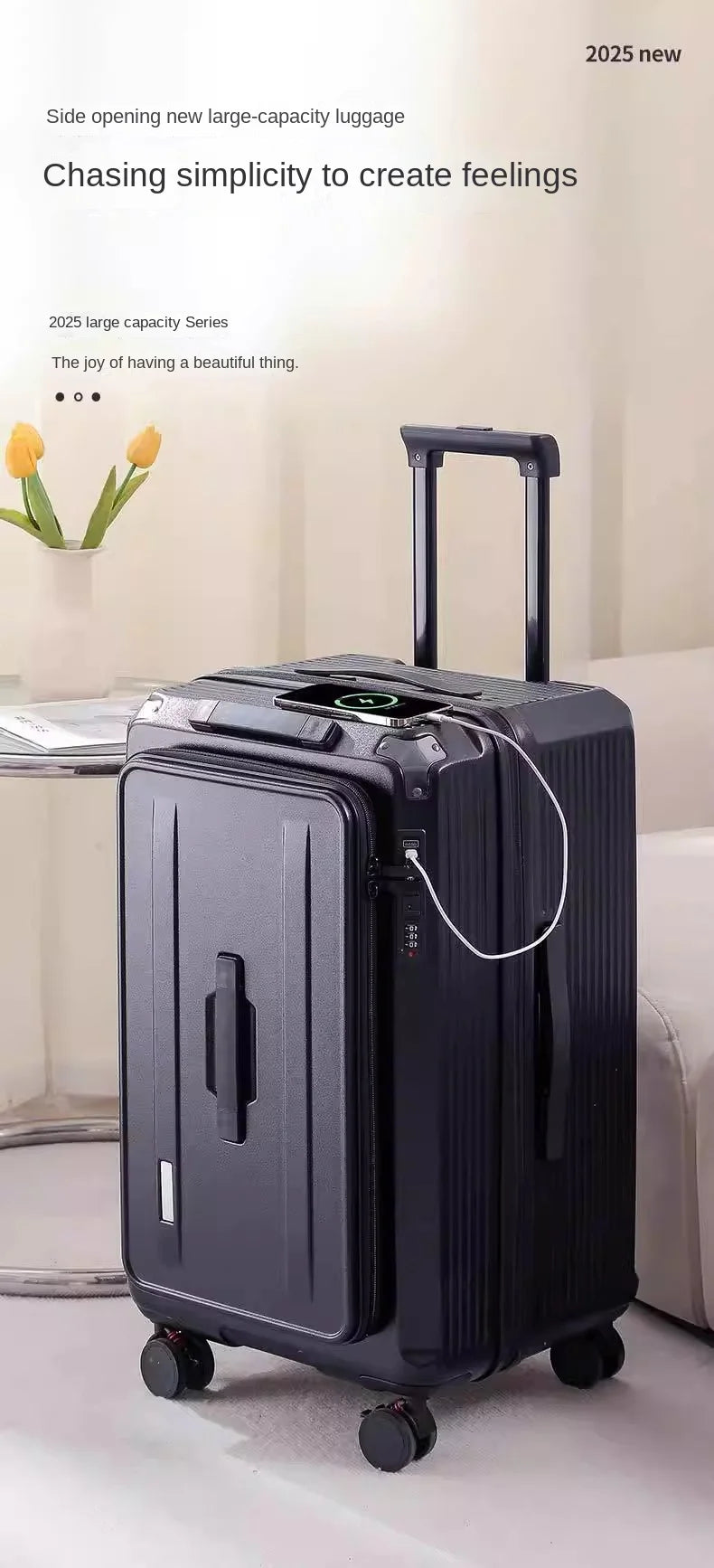 Side Opening Expandable Suitcase – Large Capacity PC Hardside with Brake & 5-Wheel Spinner 20–34"