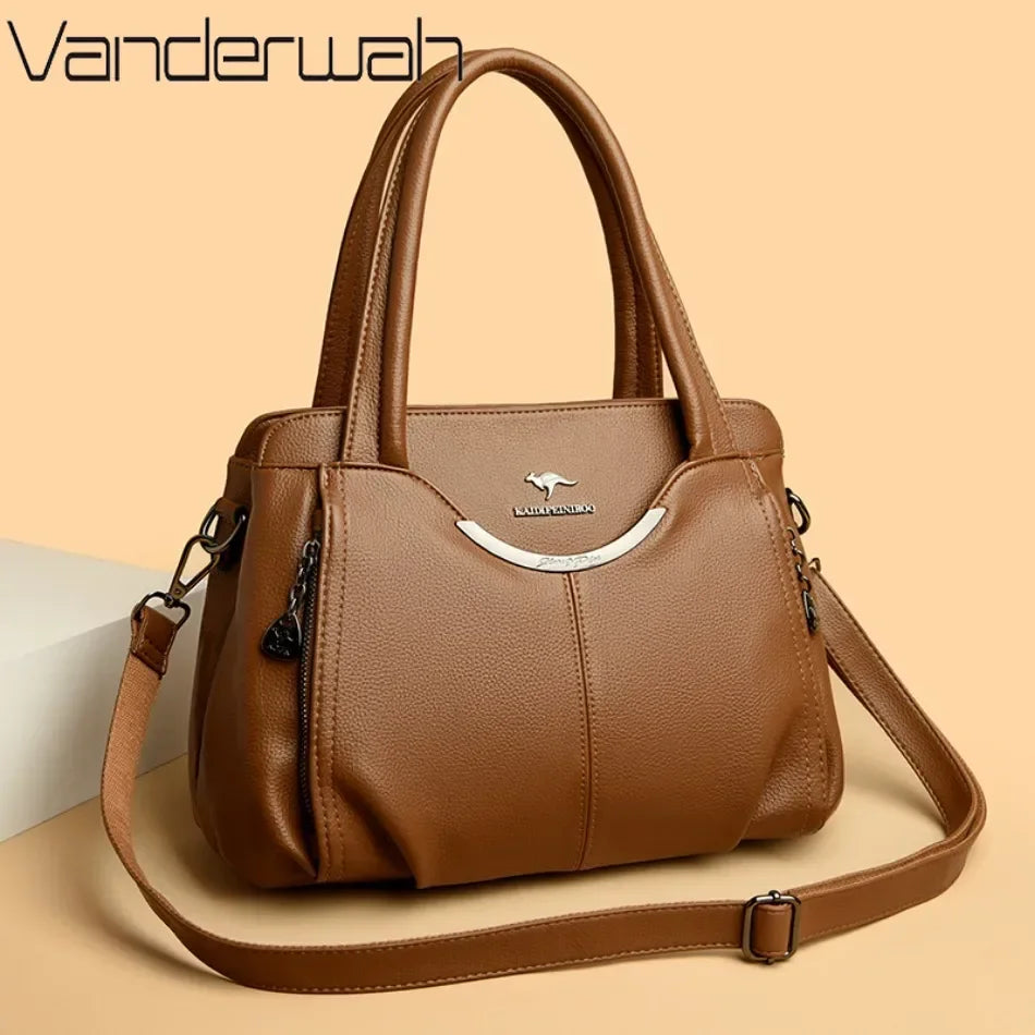 Genuine Leather Luxury Tote Crossbody Shoulder Bag – Large Casual Handbag for Women