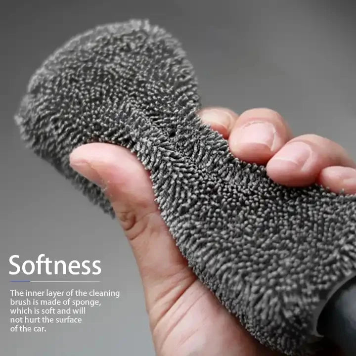 Car Wheel & Tire Cleaning Brush — Professional Microfiber Rim Detailing Brush for Wet & Dry Use