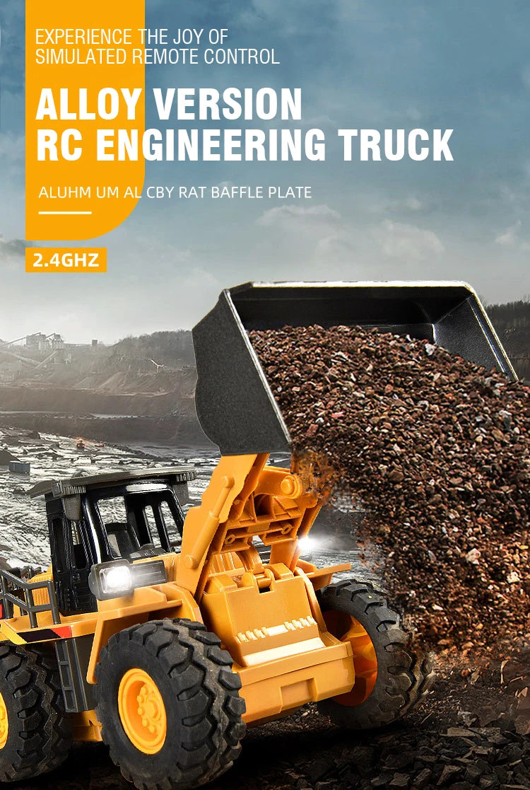 2.4G RC Construction Truck – Alloy Excavator, Bulldozer & Dump Truck for Kids