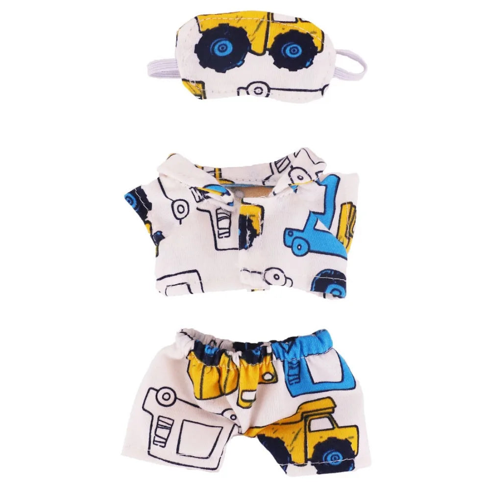 Doll Pajamas with Eye Mask – 15cm & 20cm Cotton Cartoon Doll Sleep Clothes & Bathrobe