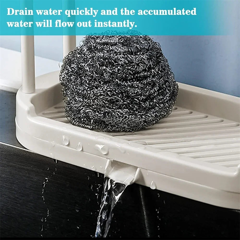 Kitchen Sink Drain Storage Basket — 2-Piece Sponge & Rag Drainage Shelf Organizer